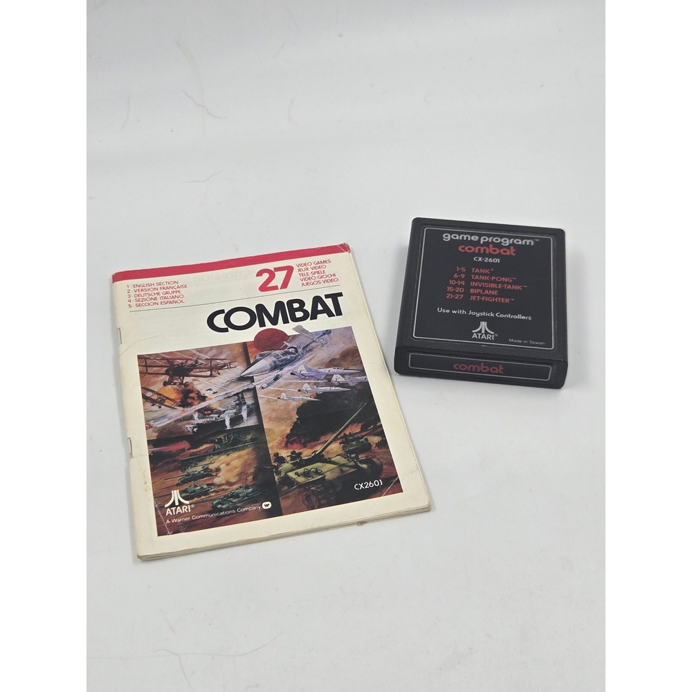 Atari CX2601 Combat Game Program Cartridge and Manual for Atari 2600